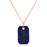 14K Gold & Blue Sapphire Pave Dog Tag Charm - 1.64ct