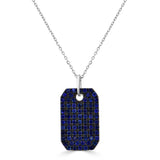 14K Gold & Blue Sapphire Pave Dog Tag Charm - 1.64ct