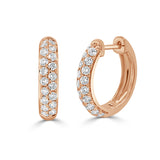 14k Gold & Diamond Double Row Hoop Earrings - 0.65ct