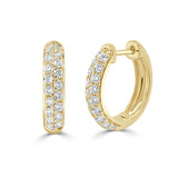 14k Gold & Diamond Double Row Hoop Earrings - 0.65ct