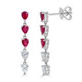 14k Gold Ruby & Diamond Drop Earrings