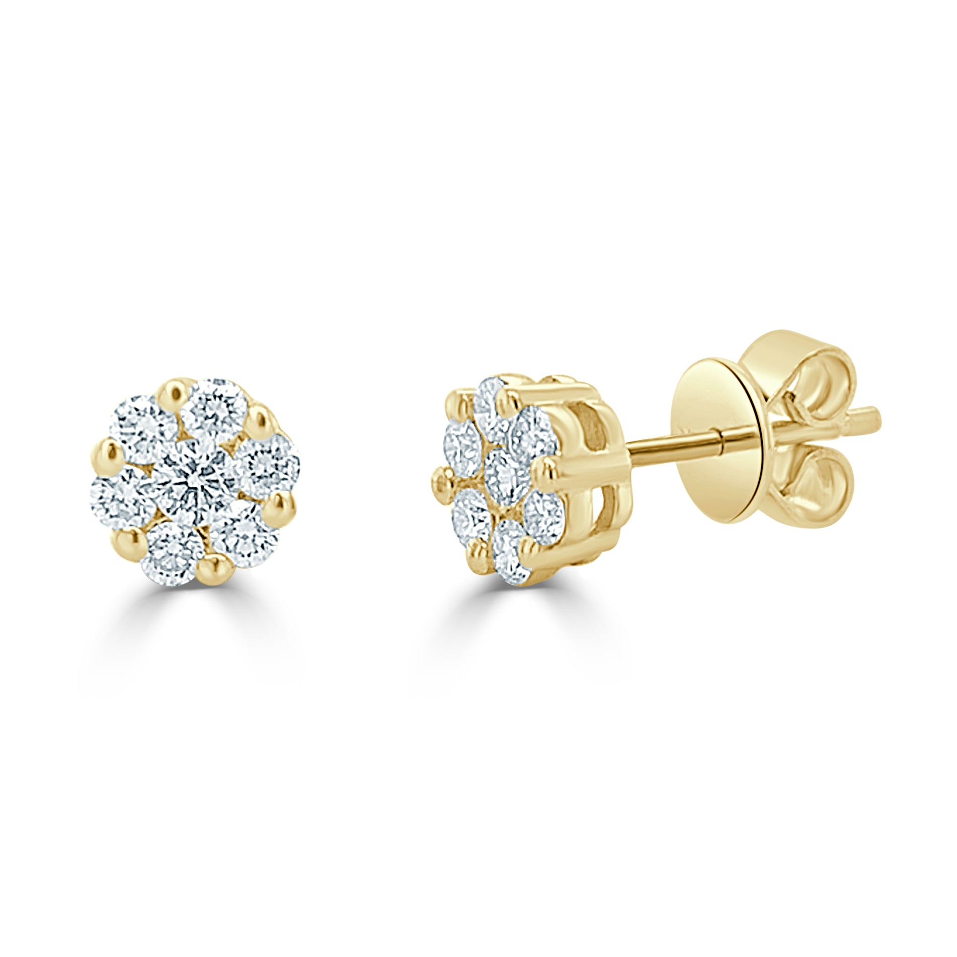 14k Gold & Diamond Cluster Earrings - 0.46ct
