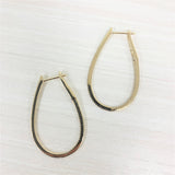 14k Gold & Diamond Skinny Tear Drop Hoop Earrings 1-1/2"