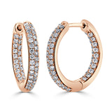 14k Gold & Diamond Pave Hoop Earrings - 1.00ct