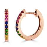 14k Gold & Rainbow Sapphire Huggie Earrings - 0.16ct