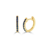 14K Gold & Blue Sapphire Huggie Earrings - 0.16ct