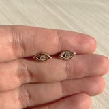 14k Gold & Diamond Evil Eye Earrings - 0.07ct