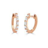 14k Gold & Baguette Diamond Huggie Earrings - HALF PAIR