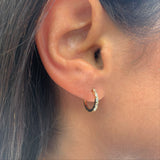 14k Gold & Baguette Diamond Huggie Earrings - 0.24ct