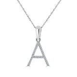 14k White Gold & Diamond Initial Necklace