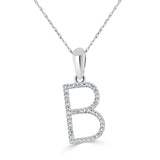 14k White Gold & Diamond Initial Necklace