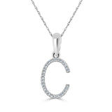 14k White Gold & Diamond Initial Necklace