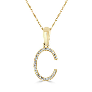 14k Yellow Gold & Diamond Initial Necklace - 0.11ct