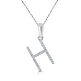 14k White Gold & Diamond Initial Necklace