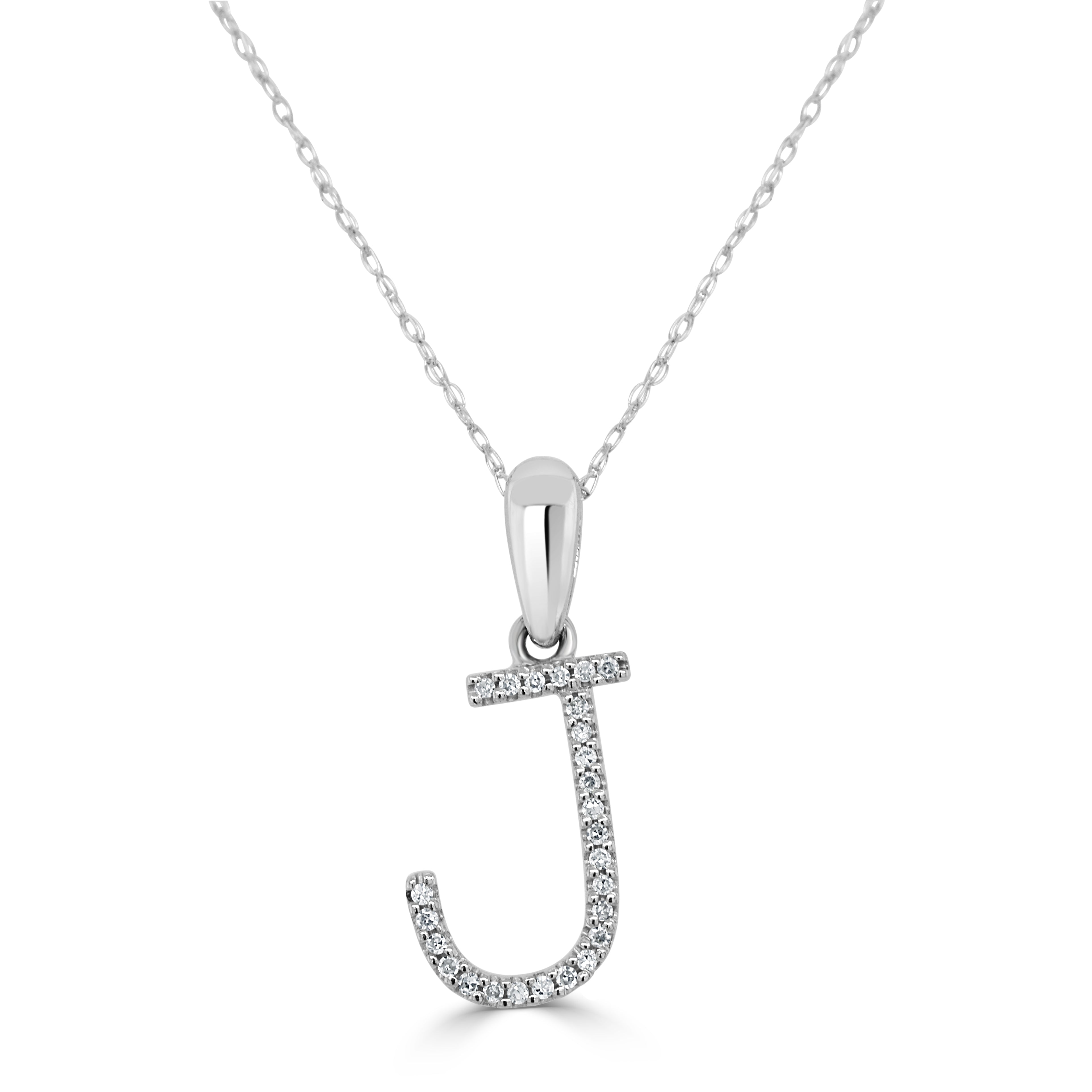 14k White Gold & Diamond Initial Necklace