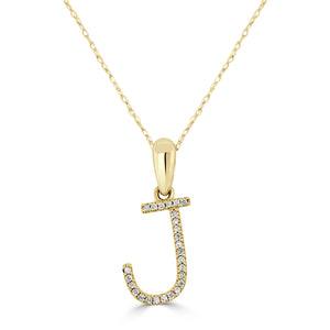 14k Yellow Gold & Diamond Initial Necklace - 0.11ct