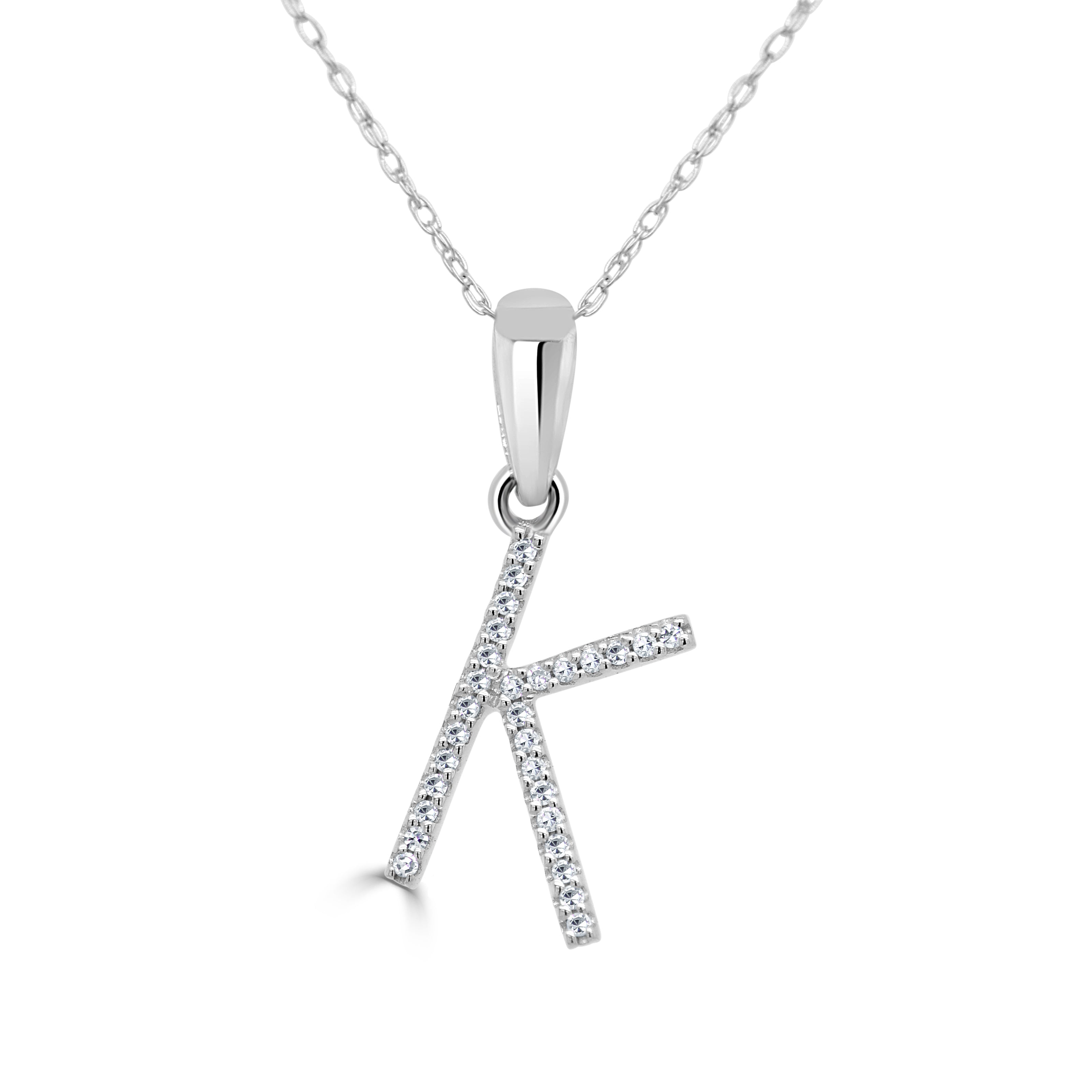 14k White Gold & Diamond Initial Necklace