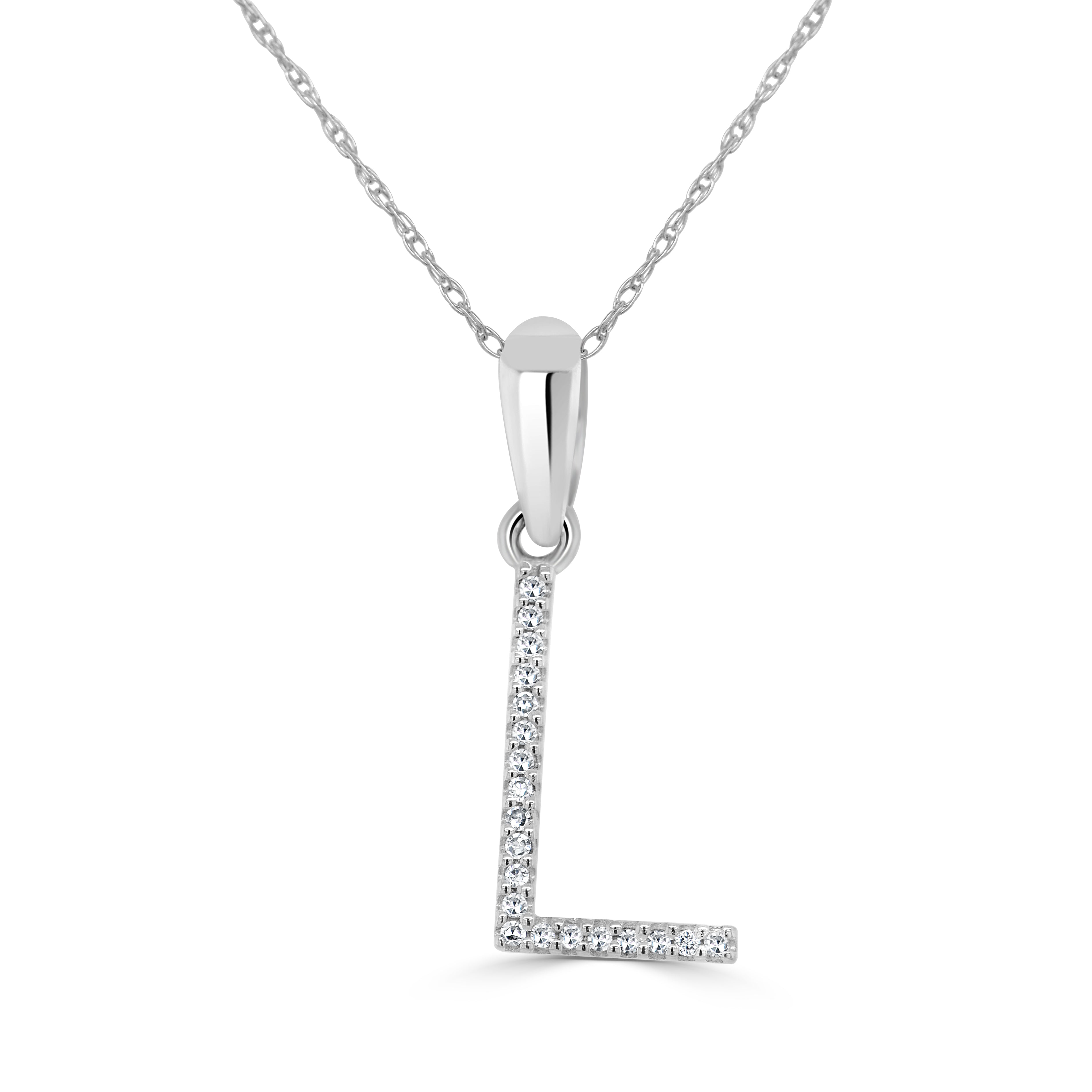 14k White Gold & Diamond Initial Necklace