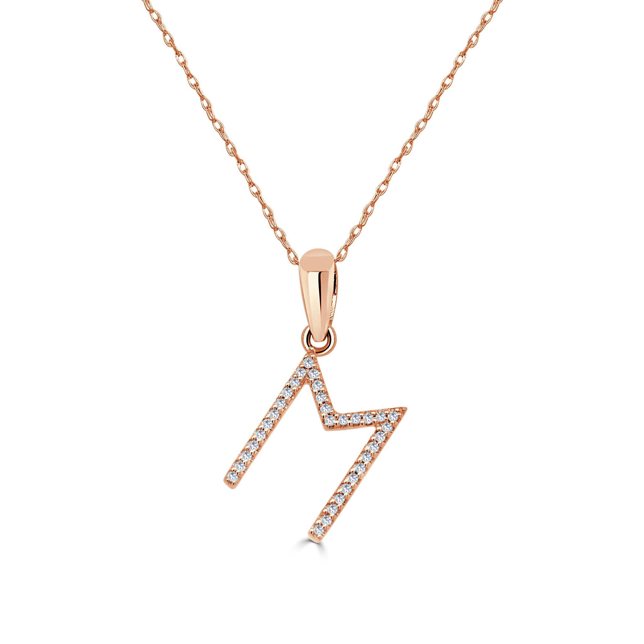 14k Rose Gold & Diamond Paperclip Initial Necklace – Sabrina Design