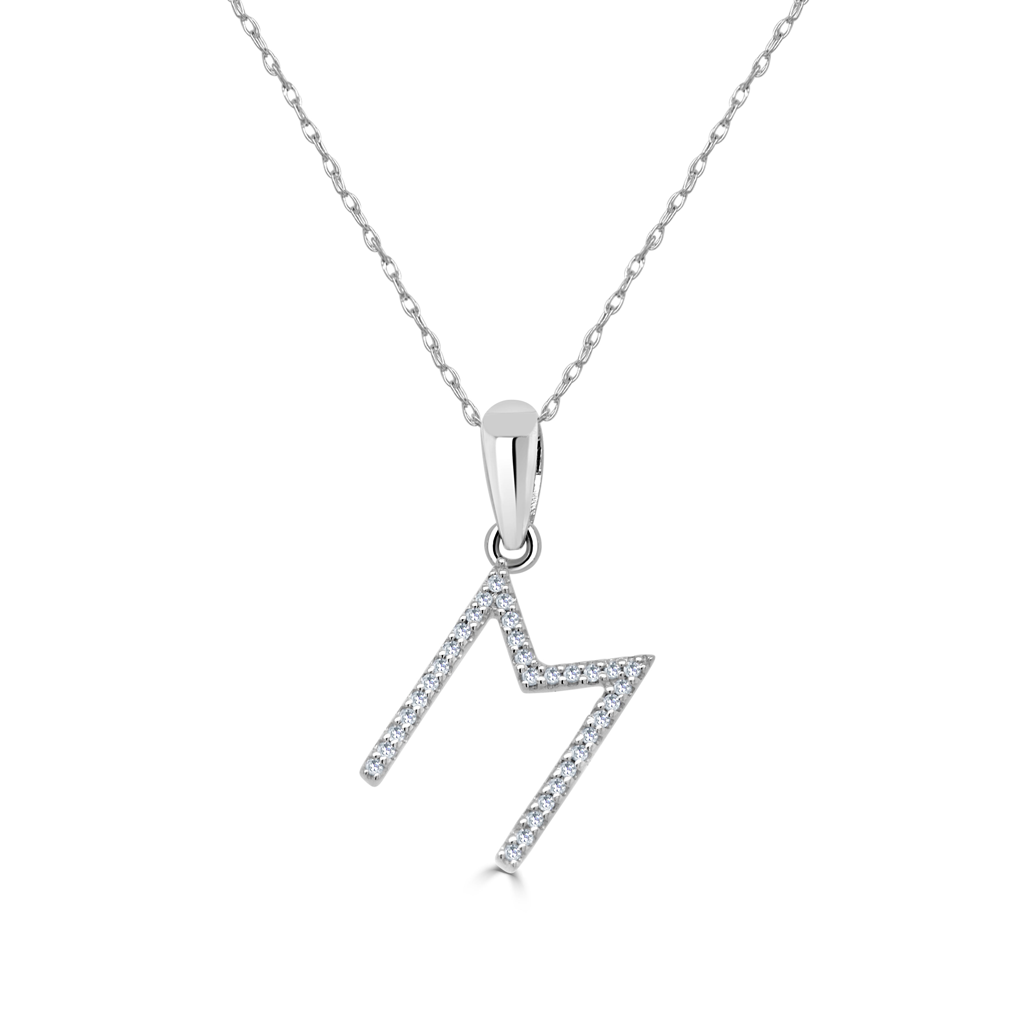 14k White Gold & Diamond Initial Necklace