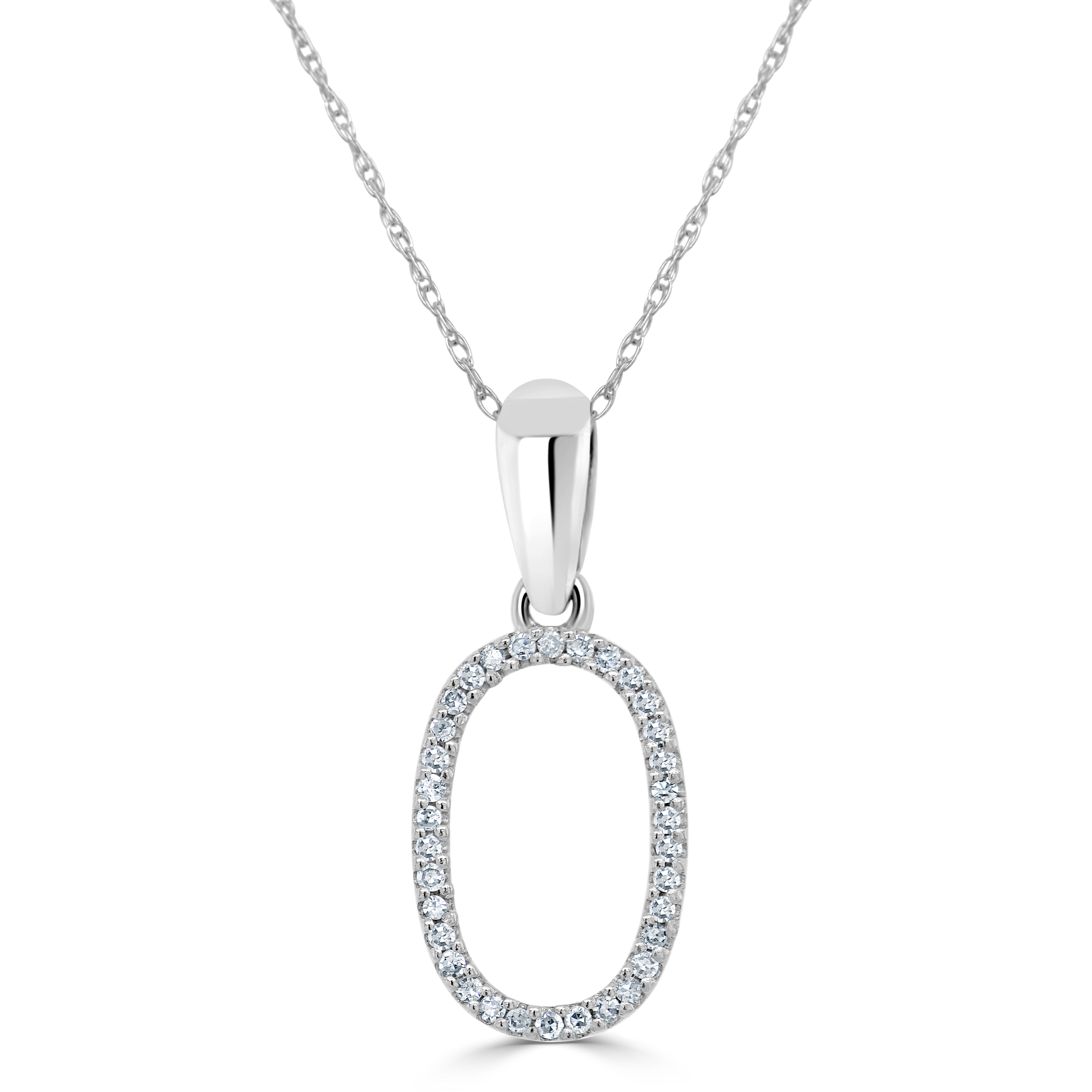 14k White Gold & Diamond Initial Necklace