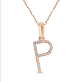 14k Rose Gold & Diamond Initial Necklace