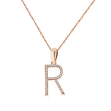 14k Rose Gold & Diamond Initial Necklace