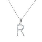 14k White Gold & Diamond Initial Necklace