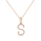 14k Rose Gold & Diamond Initial Necklace