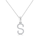 14k White Gold & Diamond Initial Necklace