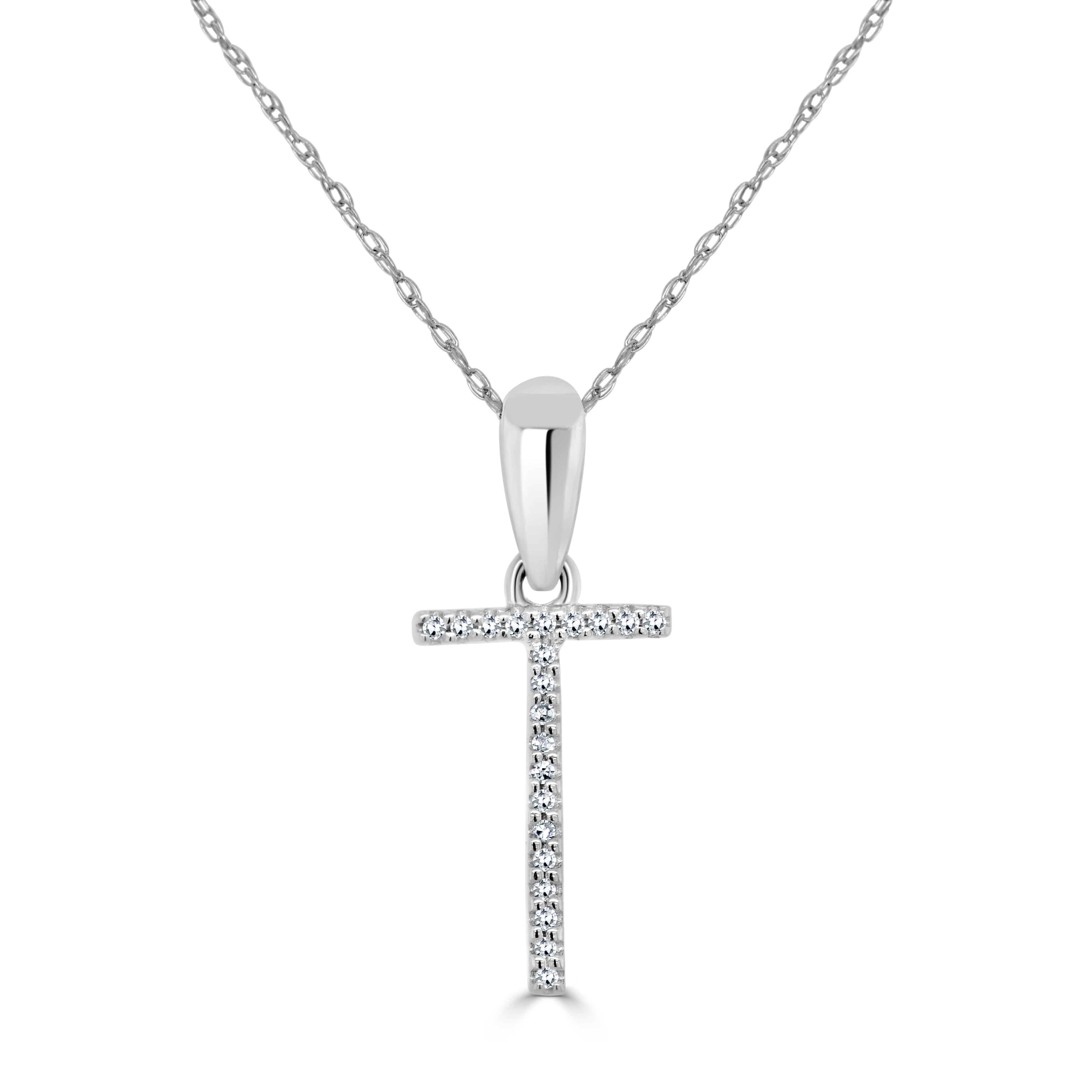 14k White Gold & Diamond Initial Necklace