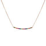 14k Gold & Rainbow Sapphire Bar Necklace - 0.29ct