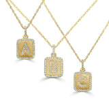 14k Gold & Diamond Small Initial Necklace - 0.12ct - 0.15ct