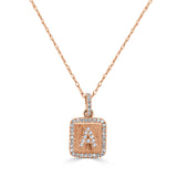 14k Gold & Diamond Small Initial Necklace - 0.12ct - 0.15ct