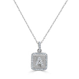 14k Gold & Diamond Small Initial Necklace - 0.12ct - 0.15ct