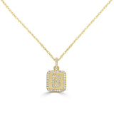 14k Gold & Diamond Small Initial Necklace - 0.12ct - 0.15ct