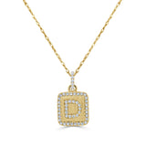 14k Gold & Diamond Small Initial Necklace - 0.12ct - 0.15ct