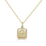 14k Gold & Diamond Small Initial Necklace - 0.12ct - 0.15ct