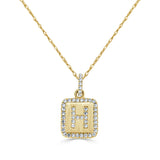 14k Gold & Diamond Small Initial Necklace - 0.12ct - 0.15ct