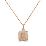 14k Gold & Diamond Small Initial Necklace - 0.12ct - 0.15ct