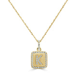 14k Gold & Diamond Small Initial Necklace - 0.12ct - 0.15ct