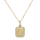 14k Gold & Diamond Small Initial Necklace - 0.12ct - 0.15ct