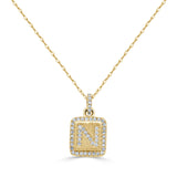 14k Gold & Diamond Small Initial Necklace - 0.12ct - 0.15ct