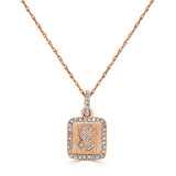 14k Gold & Diamond Small Initial Necklace - 0.12ct - 0.15ct