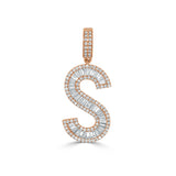 14k Gold & Baguette Diamond Large Initial Pendant - 2.06ct - 3.21ct