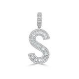 14k Gold & Baguette Diamond Large Initial Pendant - 2.06ct - 3.21ct