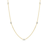 14k Gold & Emerald-Cut Diamond Station Necklace - 0.93ct