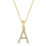 14k Gold & Diamond Initial A-Z Necklace Pendant 16-18" Inches - 0.07 ct. - 0.09 ct.