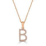 14k Gold & Diamond Initial A-Z Necklace Pendant 16-18" Inches - 0.07 ct. - 0.09 ct.