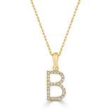 14k Gold & Diamond Initial A-Z Necklace Pendant 16-18" Inches - 0.07 ct. - 0.09 ct.